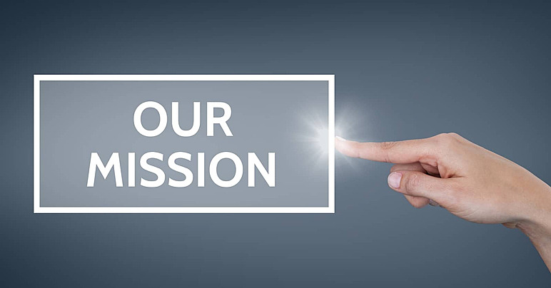 pngtree blue background with our mission business text and a hand engaging with it photo image 29621534